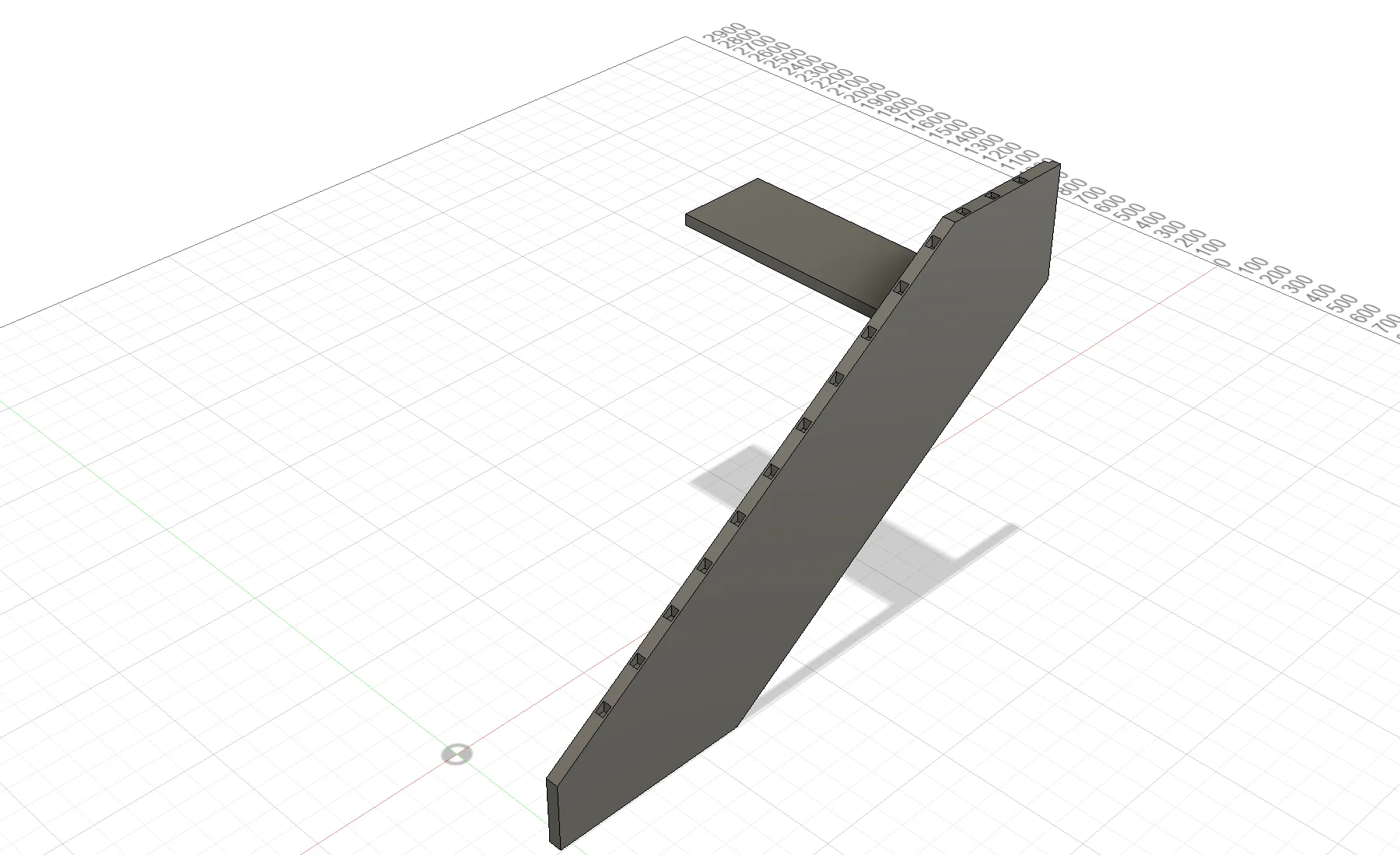 Isolated stair stringer with pockets and its matching tread in Autodesk Fusion